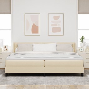vidaXL Κρεβάτι Box Spring με Στρώμα σε Κρεμ, 200 x 200 εκ - Ύφασμα