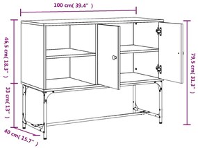 Ντουλάπι Καφέ Δρυς 100x40x79,5 εκ. από Επεξεργασμένο Ξύλο - Καφέ