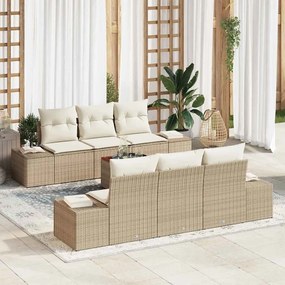 vidaXL Σετ καναπέ κήπου 7 τεμαχίων με μπεζ μαξιλάρια