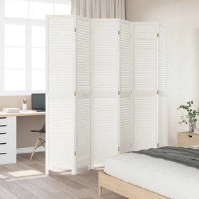 vidaXL Διαχωριστικό Χώρου με 6 Πάνελ Λευκό από Μασίφ Ξύλο Παυλώνιας
