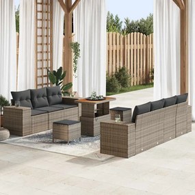 vidaXL Σετ Καναπέ Κήπου 10 pcs Γκρι συνθετικό ρατάν