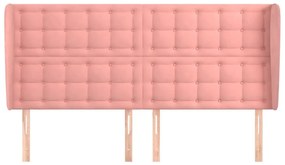 Κεφαλάρι με Πτερύγια Ροζ 163x23x118/128 εκ. Βελούδινο - Ροζ