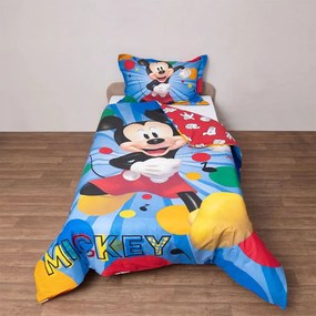 Παπλωματοθήκη Παιδική Mickey 51 (Σετ 2τμχ) Multi Viopros Single 160x200cm 100% Βαμβάκι