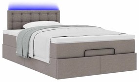 vidaXL Οθωμανικό κρεβάτι με στρώμα & LEDs Taupe 120x190cm ύφασμα