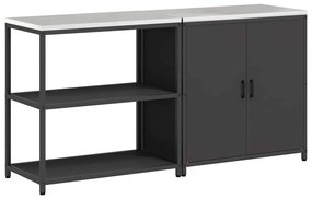 vidaXL Σετ Αποθήκευσης Κουζίνας με ράφι 2 pcs Μαύρο 180 x 50 x 92 εκ.