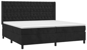 vidaXL Κρεβάτι Boxspring με Στρώμα &amp; LED Μαύρο 200x200 εκ. Βελούδινο