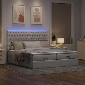 VidaXL Οθωμανικό κρεβάτι με στρώματα & LEDs Taupe 180x200cm ύφασμα