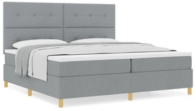 vidaXL Κρεβάτι με Ελατήριο και Στρώμα Ανοιχτό Γκρι 200x200 εκ Υφάσματος