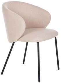 DINING CHAIR ISIAH  BEIGE FABRIC-BLACK METAL LEGS 56x56x76Hcm.