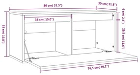 Ντουλάπι Τοίχου Μαύρο 80 x 30 x 35 εκ. από Μασίφ Ξύλο Πεύκου - Μαύρο