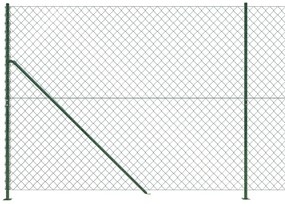 vidaXL Συρματόπλεγμα Περίφραξης Πράσινο 2 x 25 μ. με Βάσεις Φλάντζα