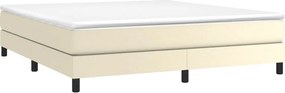 vidaXL Κρεβάτι Boxspring με Στρώμα Κρεμ 180x200 εκ. Συνθετικό Δέρμα