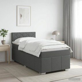 vidaXL Κρεβάτι box spring με στρώμα Σκούρο Γκρι 80 x 200 cm Ύφασμα