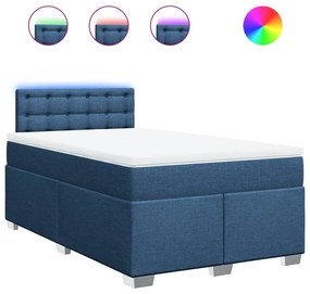 vidaXL Κρεβάτι Boxspring με Στρώμα Μπλε 120x200 εκ. Υφασμάτινο