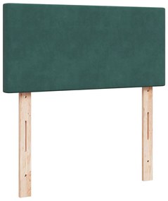 vidaXL Κρεβάτι Boxspring με Στρώμα Σκούρο Πράσινο 100x200εκ. Βελούδινο