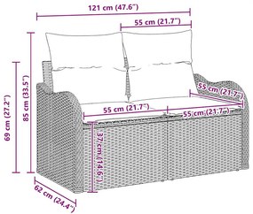 vidaXL Σετ Καναπέ Κήπου 9 pcs Ανοιχτό γκρι 100 x 55 x 73 εκ Πολυ ράταν