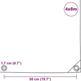 vidaXL Μουσαμάς 650 γρ./μ.² Λευκός 4 x 8 μ.