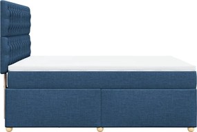 vidaXL Κρεβάτι Boxspring με Στρώμα Μπλε 160x200 εκ. Υφασμάτινο