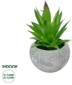 GloboStar® Artificial Garden SUCCULENT ALOE POTTED PLANT 21037 Διακοσμητικό Φυτό Αλόη Φ10 x Υ15cm