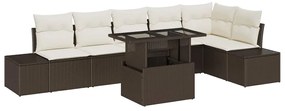 vidaXL Σετ Καναπέ Κήπου 7 pcs Καφέ και κρεμ 100 x 55 x 73 εκ