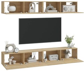 vidaXL Έπιπλα Τηλεόρασης 4 τεμ. Sonoma Δρυς 100 x 30 x 30εκ.