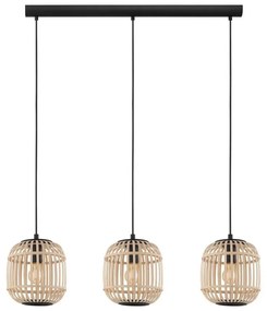 Φωτιστικό Οροφής Ράγα Bordesley 43217 Natural-Black Eglo Metal,Wood