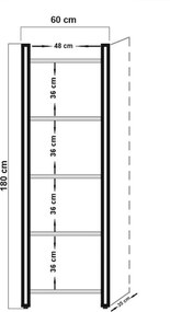 Βιβλιοθήκη - Cosmo Penta - Alantic Πεύκο &amp; Μαύρο - 60x35x18εκ