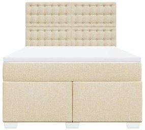 vidaXL Κρεβάτι Boxspring με Στρώμα Κρεμ 140x190 εκ. Υφασμάτινο