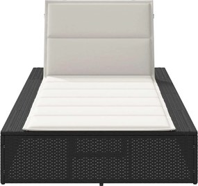 vidaXL Ξαπλώστρα με αιωρούμενο μαξιλάρι Μαύρο Poly Rattan
