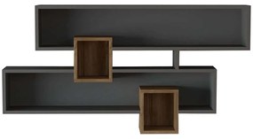Ραφιέρα Τοίχου Karen 835PUQ1608 120x22x72,2cm Walnut-Anhtacite