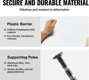 VEVOR Dust Barrier Poles 12 Ft with 4 Telescoping Poles Dust Barrier System