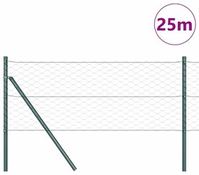 vidaXL Πράσινος Εξαγωνικός Φράκτης 0.6x25 μ από Χάλυβα
