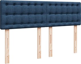 vidaXL Κρεβάτι Boxspring με Στρώμα Μπλε 140x190 εκ. Υφασμάτινο