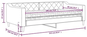 Καναπές Κρεβάτι με Στρώμα Ανοιχτό Γκρι 90 x 200 εκ. Υφασμάτινο - Γκρι