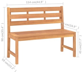 vidaXL Παγκάκι Κήπου 114 εκ. από Μασίφ Ξύλο Teak