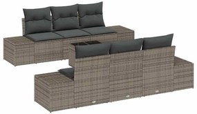 vidaXL Σετ Καναπέ Κήπου με μαξιλάρι 7 pcs Γκρι 55 x 55 x 37 εκ