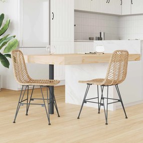 vidaXL Καρέκλα τραπεζαρίας 2 pcs Καλάμι και Σίδερο Φυσικό