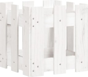 vidaXL Ζαρντινιέρα με Σχέδιο Φράχτη Λευκή 30x30x30 εκ. Μασίφ Πεύκο