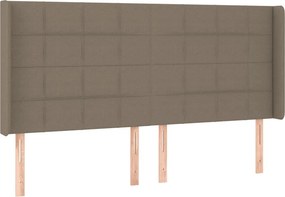 vidaXL Κρεβάτι Boxspring με Στρώμα &amp; LED Taupe 200x200 εκ. Υφασμάτινο