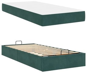 vidaXL Σκελετός κρεβατιού με στρώμα με στρώμα 2 pcs Πράσινο Βελούδο