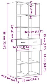 Ντουλάπι Καφέ Δρυς 70x42,5x185 εκ. από Επεξεργασμένο Ξύλο - Καφέ