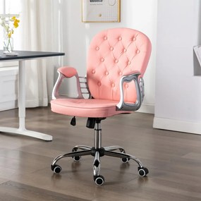 Καρέκλα Γραφείου Περιστρεφόμενη Ροζ από Συνθετικό Δέρμα