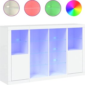 vidaXL Μπουφέδες με Φώτα LED 3 τεμ. Λευκοί από Επεξεργασμένο Ξύλο
