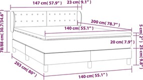 vidaXL Κρεβάτι Boxspring με Στρώμα Μαύρο 140x200 εκ. Βελούδινο