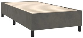 vidaXL Κρεβάτι Boxspring με Στρώμα Σκούρο Γκρι 90x190 εκ. Βελούδινο