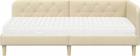vidaXL Κρεβάτι Γωνίας Κρεμ 90 x 190 cm ύφασμα