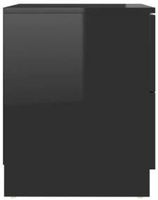 Κομοδίνα 2 τεμ. Γυαλιστερό Μαύρο 40x40x50 εκ. από Μοριοσανίδα - Μαύρο