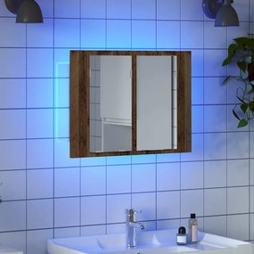 vidaXL Έπιπλο Καθρέφτη με LED Όψη Παλαιού Ξύλου 60x12x45εκ. Επεξ. Ξύλο