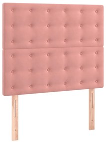 vidaXL Κρεβάτι Boxspring με Στρώμα Ροζ 90x200 εκ. Βελούδινο