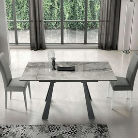 Τραπέζι Επεκτεινόμενο Spello 120x80x76cm Anthracite-Grey Marble Capodarte